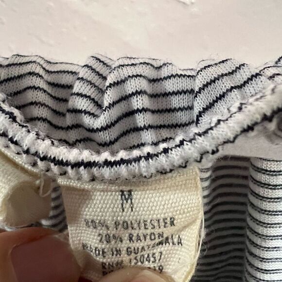 Sky And Sparrow Womens Crop Top White Black Stripe Off Shoulder Front Knot - Picture 4 of 5